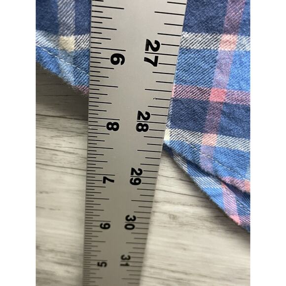 Vineyard Vines Shirt Mens Small Blue Pink Whale Plaid Cotton Button Up Slim Fit - Picture 6 of 10